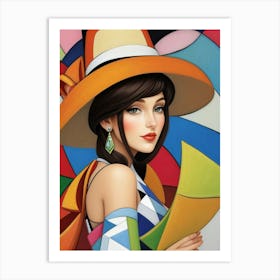 Woman In A Hat - Cubism 2 Art Print