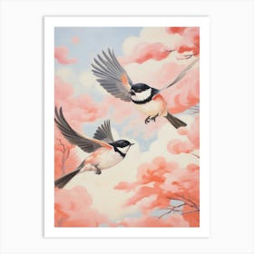 Vintage Japanese Inspired Bird Print Carolina Chickadee 3 Art Print