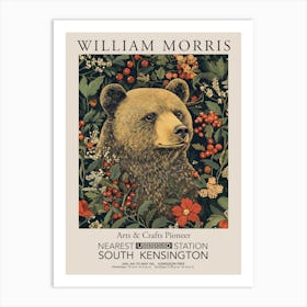 William Morris Prints Bear Portrait Christmas Gift Winter Vintage Art Print