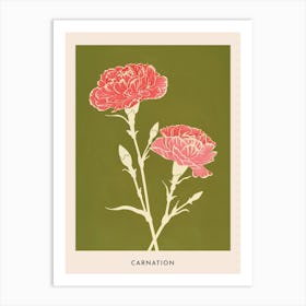 Pink & Green Carnation 2 Flower Poster Art Print