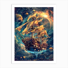 Fantasy Ship Floating in the Galaxy 17 Art Print
