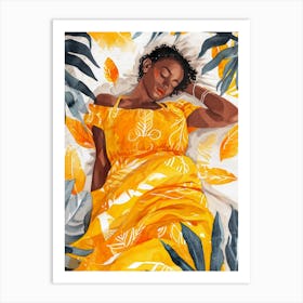 Afro Girl In Yellow Dress illustration Art Print