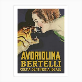 Tiger and Woman Vintage Toothpaste Advertisement Poster Art Print