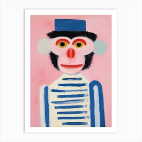 Playful Illustration Of Monkey For Kids Room 4 Art Print