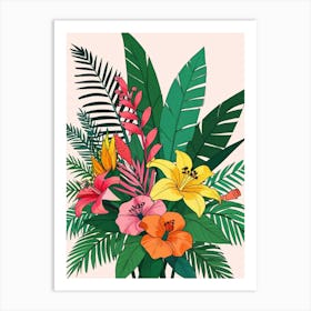 Tropical Flowers In A Vase Art Print