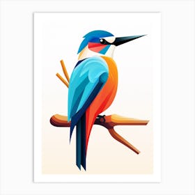 Colourful Geometric Bird Kingfisher 2 Art Print
