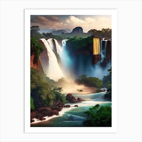 Iguazu Falls, Argentina And Brazil Realistic Photograph (3) Art Print