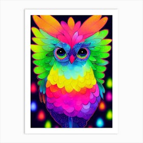 Neon Tropical Bird Art Print
