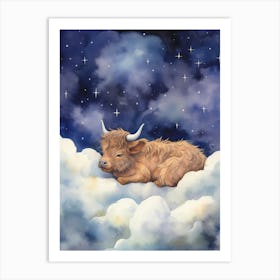 Baby Bison 3 Sleeping In The Clouds Art Print