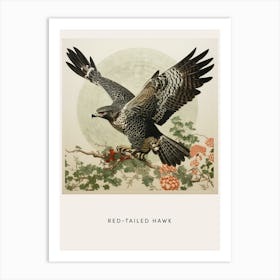 Ohara Koson Inspired Bird Painting Red Tailed Hawk 2 Poster Art Print