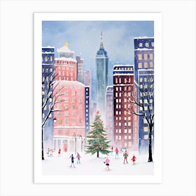 New York City Travel Christmas Painting Art Print