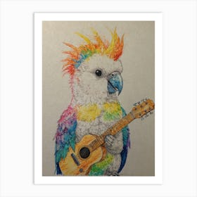 Cockatoo Playing Guitar Art Print