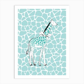 Blue Giraffe Art Print