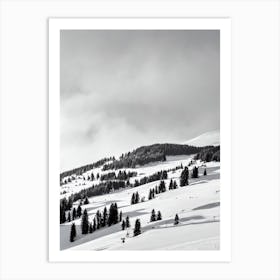 Sankt Johann In Tirol, Austria Black And White Skiing Poster Art Print