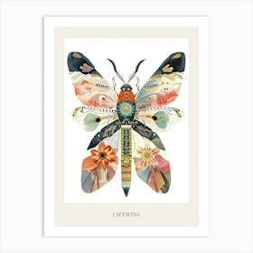 Colourful Insect Illustration Lacewing 15 Poster Art Print