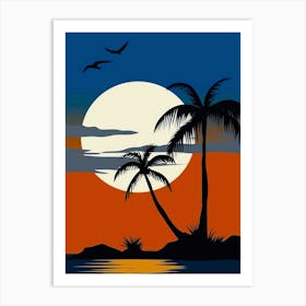 Sunset With Palm Trees 2 Art Print