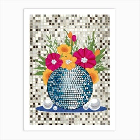 Mosaic Background With Flowers Art Print