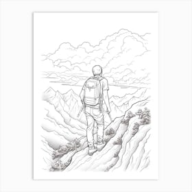 Line Art Inspired By The Wanderer Above The Sea Of Fog 2 Art Print