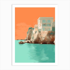 Art Horseshoe Bay Beach Bermuda Mediterranean Style Illustration 2 Art Print