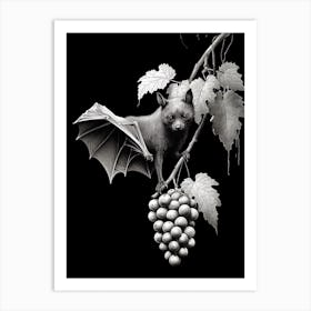 Fruit Bat Vintage Illustration 3 Art Print