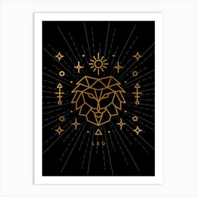 Lion — Zodiac geometric Art Print