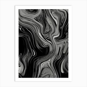 Black absolute. Fluid Looping Acrylic Black Line. livingroom print art Art Print