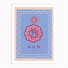 Aum Lotus Blue & Red Art Print