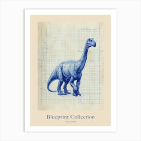 Dinosaur Blue Print Graph Style Poster Art Print