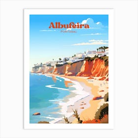 Albufeira Portugal Travel Vacation Coastal View Illustration Art Art Print