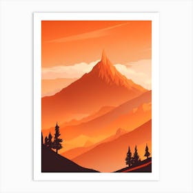 Misty Mountains Vertical Composition In Orange Tone 20 Art Print