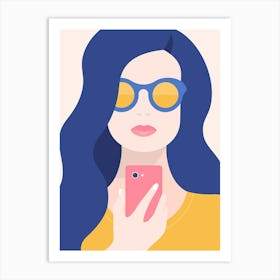 Portrait Of A Woman With Sunglasses Art Print