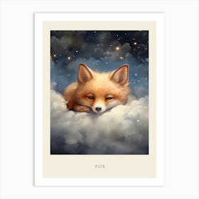 Baby Fox 8 Sleeping In The Clouds Nursery Poster Art Print
