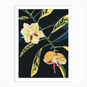 Neon Flowers On Black Bergamot 1 Art Print