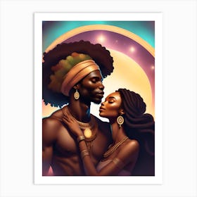 Melanin King and Queen Natural Couple Art Print