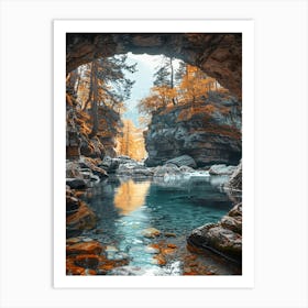 Waterfall In A Cave 1 Art Print