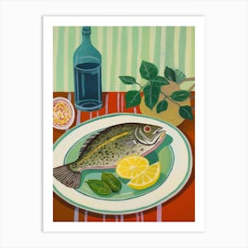 Flounder Italian Still Life Painting Art Print