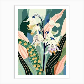 Colourful Flower Illustration Lily Of The Valley 1 Art Print