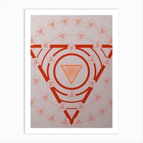 Geometric Abstract Glyph Circle Array in Tomato Red n.0167 Art Print