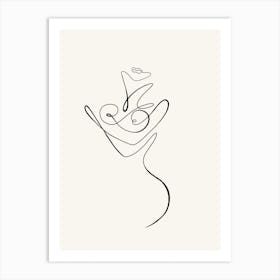 One Line Pink Nude Art Print