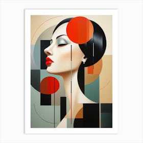 Beautiful woman - Abstract minimalist image in Bauhaus Art Print