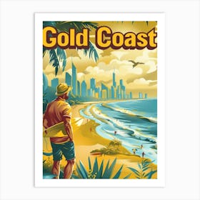 Gold Coast Vintage Travel Art Print