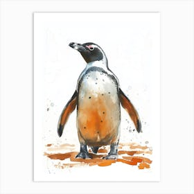 Humboldt Penguin Livingston Island Watercolour Painting 1 Art Print