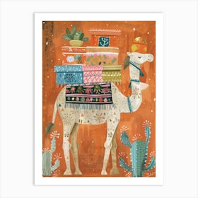 Camel With Cactus Art Print