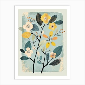 Plum Tree Flat Illustration 1 Art Print