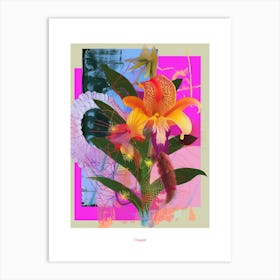 Flower 2 Neon Flower Collage Poster Art Print