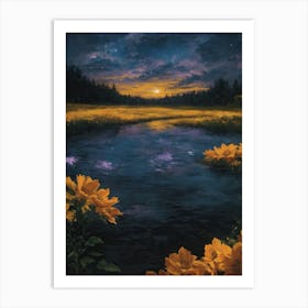 Yellow Flowers On A River Art Print