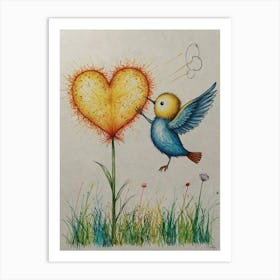 Bird In A Heart Art Print