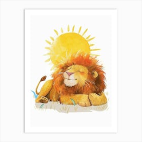 African Lion Resting In The Sun Clipart 4 Art Print