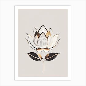 Lotus Flower In Garden Retro Minimal 5 Art Print