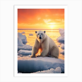 Polar Bear At Sunset Art Print